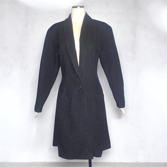 Vintage 80s Gianni Versace Charcoal Gray Wool Cashmere Blend Coat S M - Picture 14 of 14